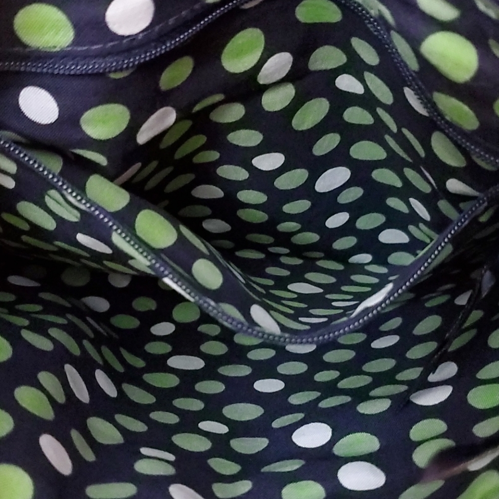 Vera Bradley LUCKY YOU large crossbody bag bucket purse green navy white - Picture 7 of 11